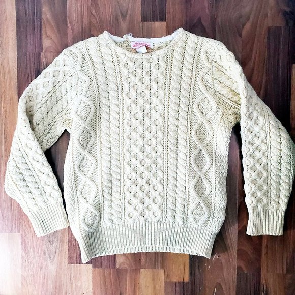 Fall River Knitting Mills Sweaters - VTG 70s 80s Cable Knit Fisherman Sweater GUC